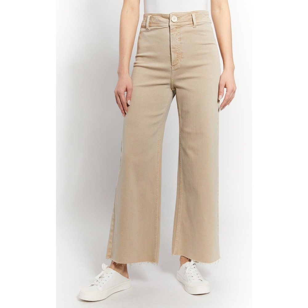 OAT New York Jeans Wide Leg Crop Womens 4/27 Olive Green High Rise Stretch Pants